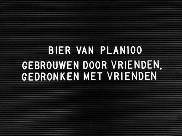Bier van Plan100 slogan